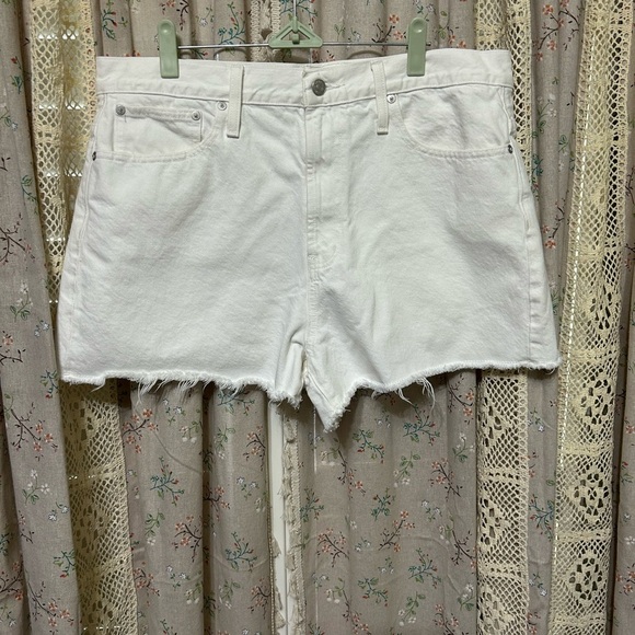Madewell Perfect Jean Short Tile White Cutoffs High Rise Size 32 - Picture 1 of 4